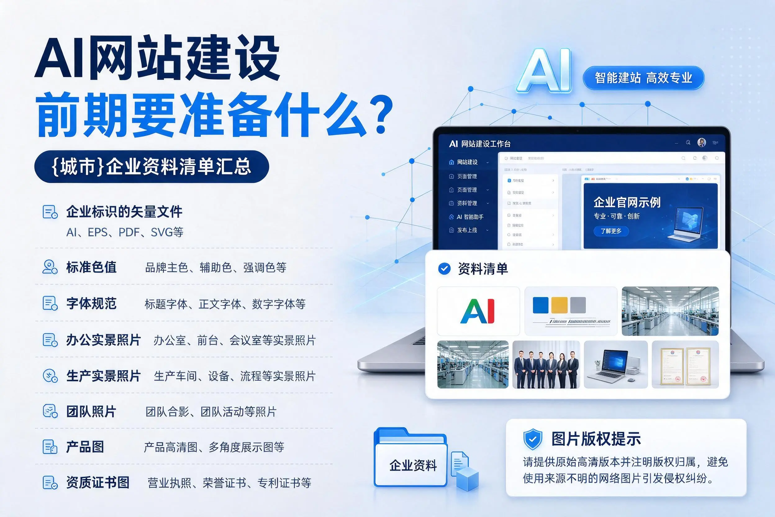 AI网站建设前期要准备什么？萍乡企业资料清单汇总