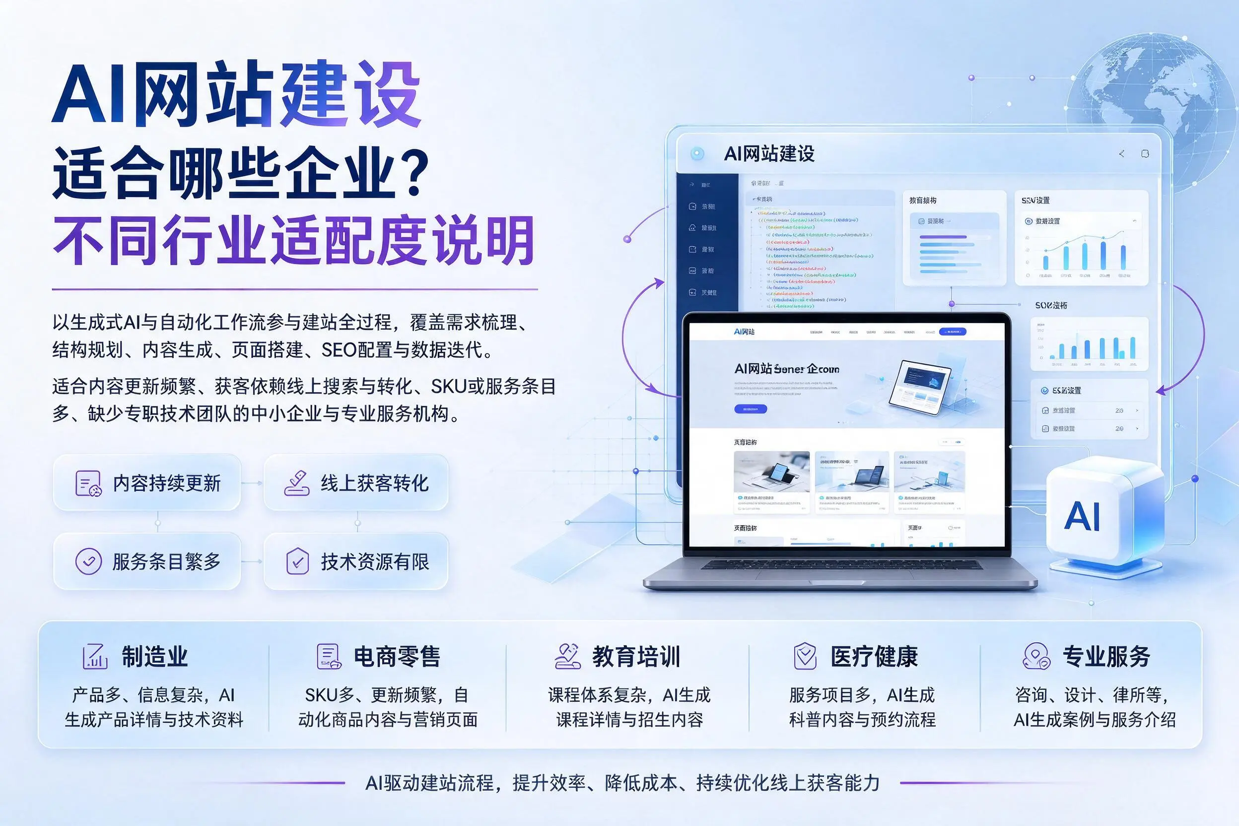 AI网站建设适合哪些企业？萍乡不同行业适配度说明